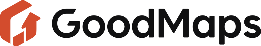 An stylized terracotta G followed by text: GoodMaps