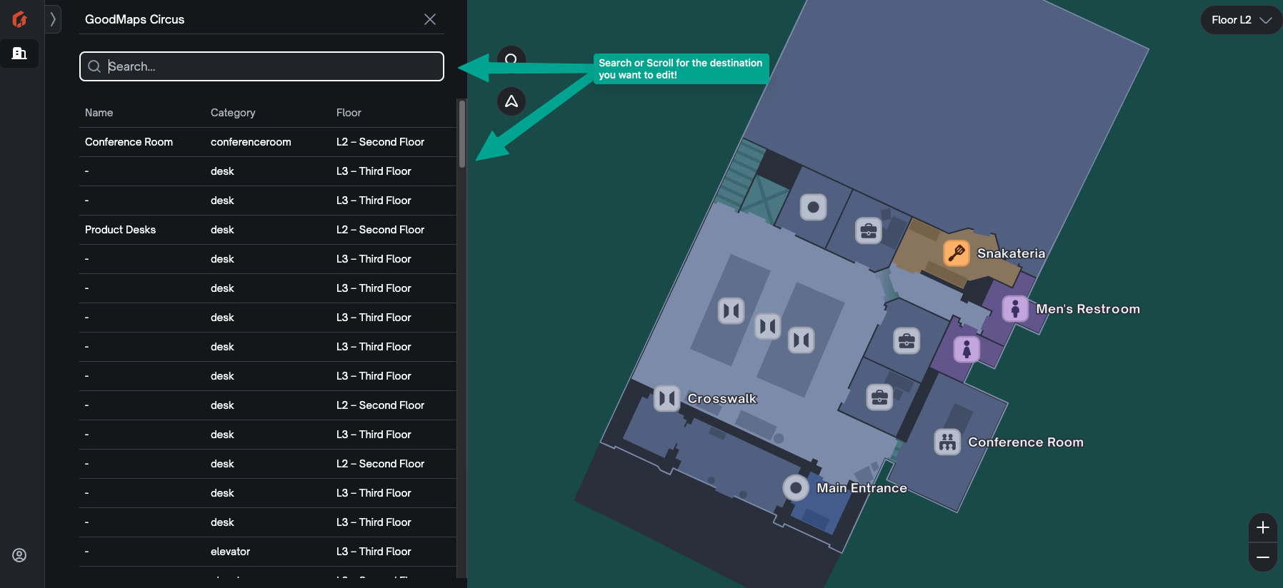 The destination search box.