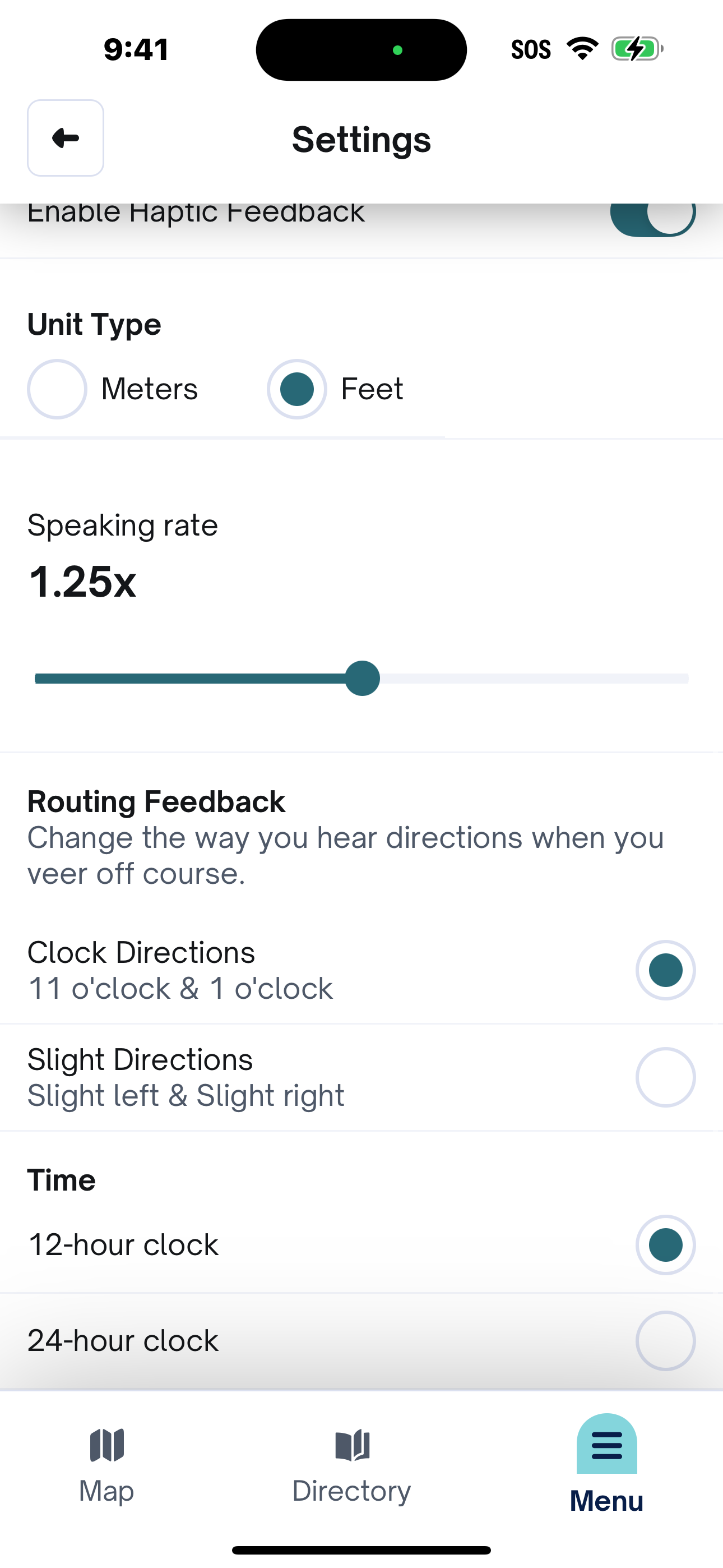 A section of the Settings area of the GoodMaps app.