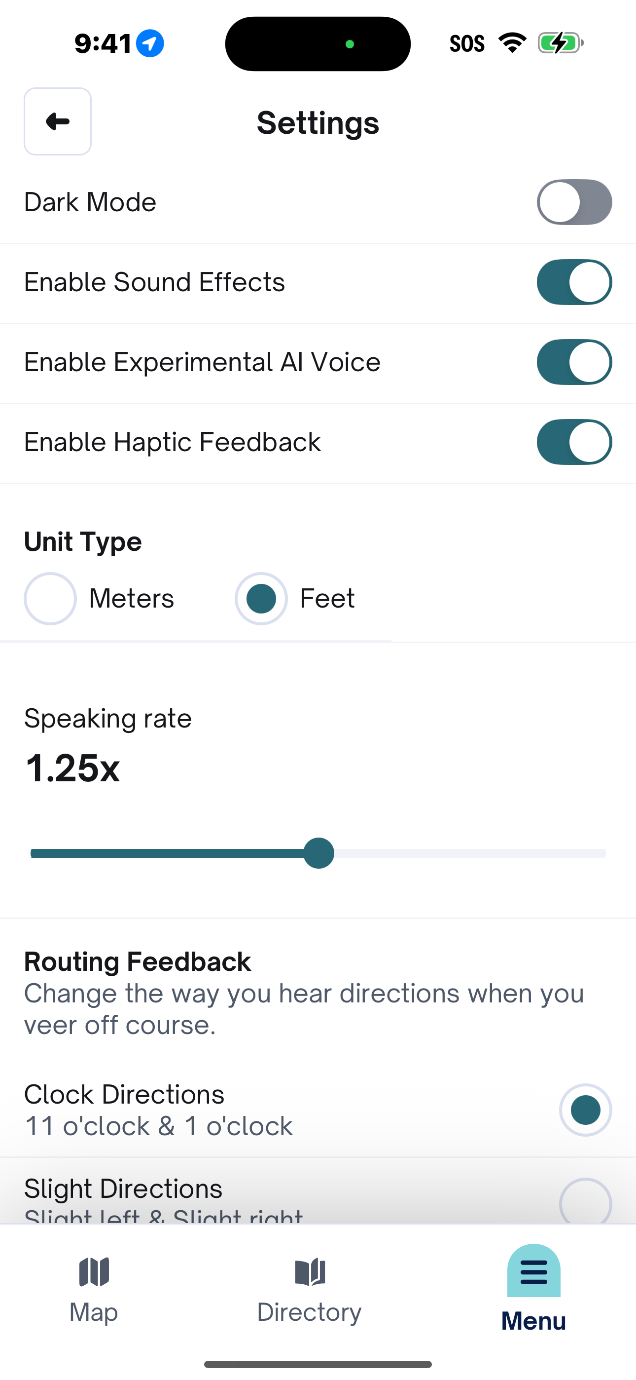 A section of the Settings area of the GoodMaps app.
