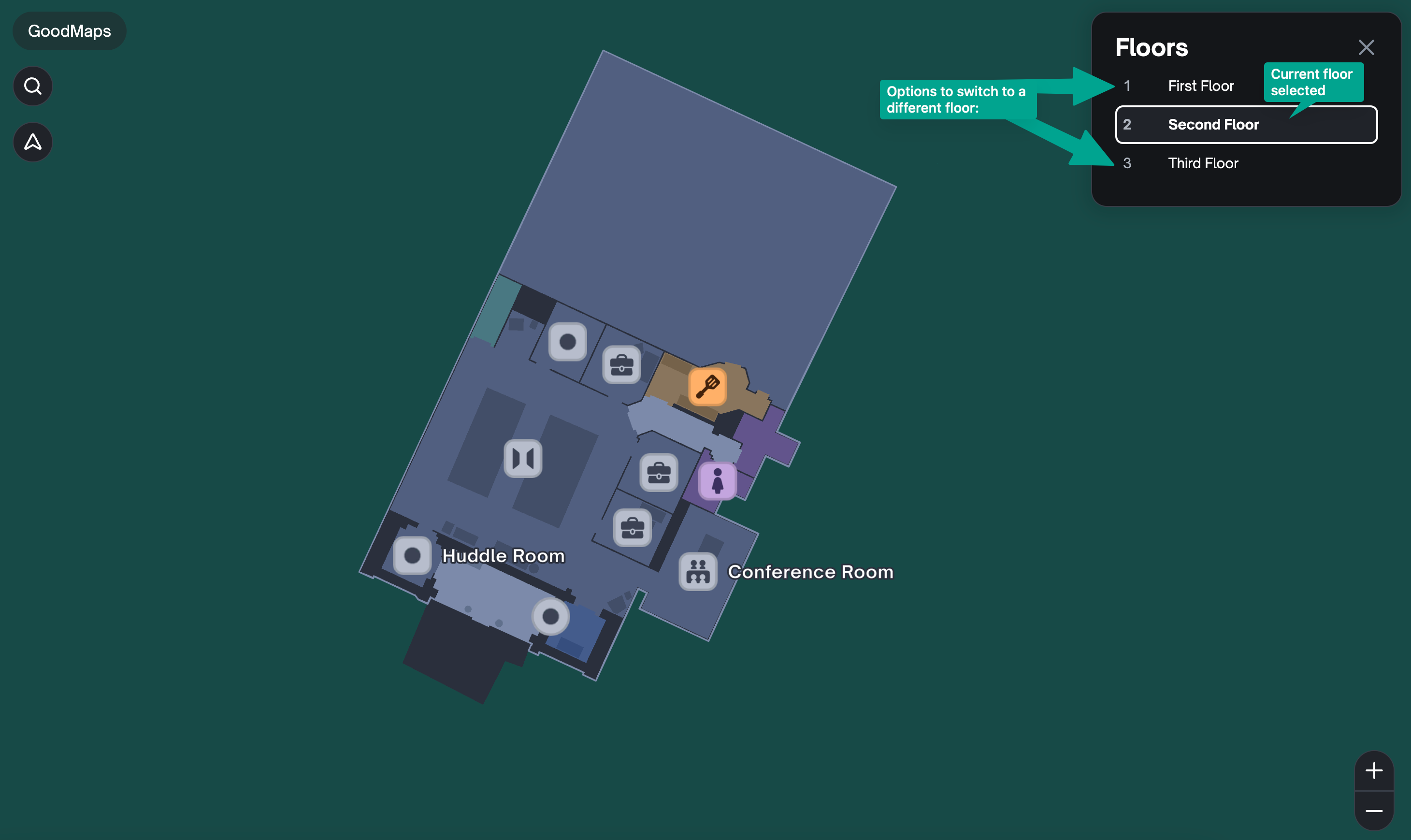 Using the floor select option.