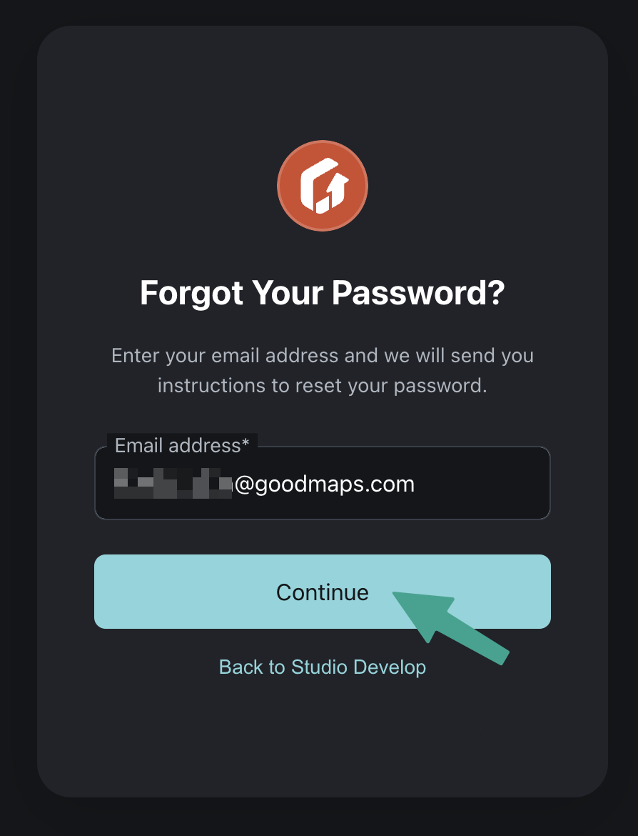 Forgot password request page.